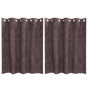 Cortinas de Veludo 2 Peças com Ilhós Castanho 140 x 140 cm H