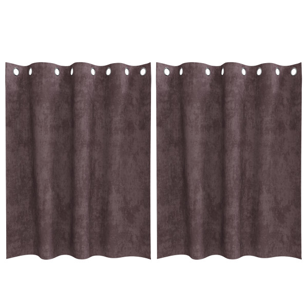 Cortinas de Veludo 2 Peças com Ilhós Castanho 140 x 140 cm M 2