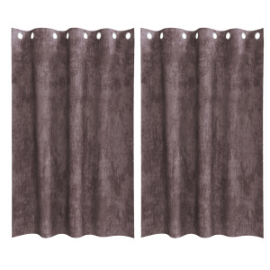 Cortinas de Veludo 2 pcs com Ilhós Castanho 175x140 cm H