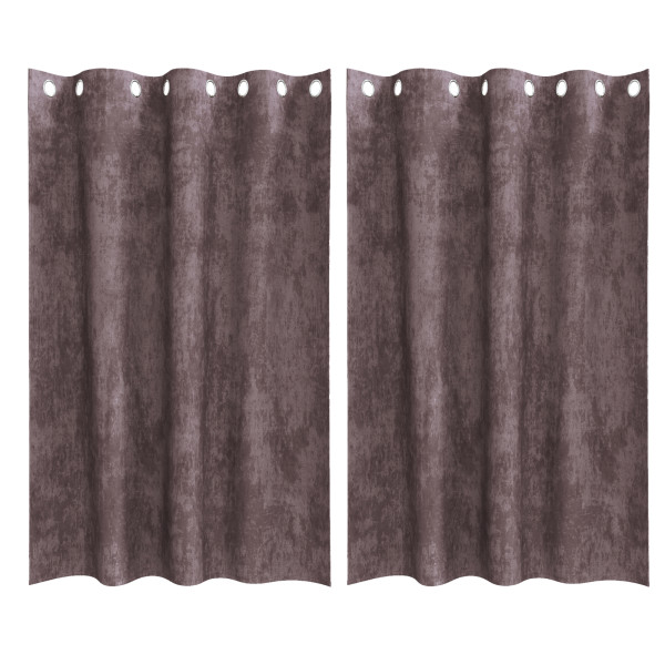 Cortinas de Veludo 2 pcs com Ilhós Castanho 175x140 cm M 3