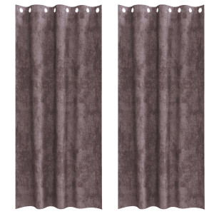 Cortinas de Terciopelo 2 pcs con Ojales Marrón 260x140 cm H