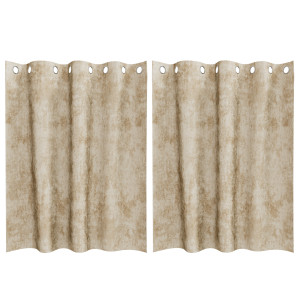 Cortinas de Veludo 2 peças com Ilhós Creme 140x140 cm H