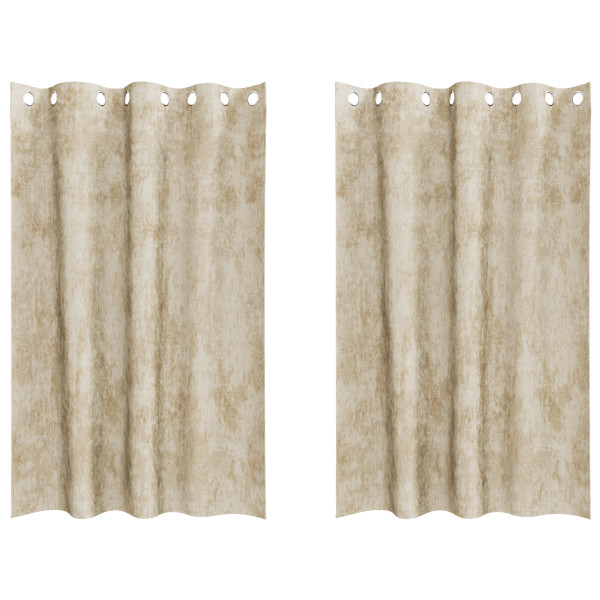 Cortinas de Terciopelo 2 pcs con Ojales Crema 175x140 cm M 3