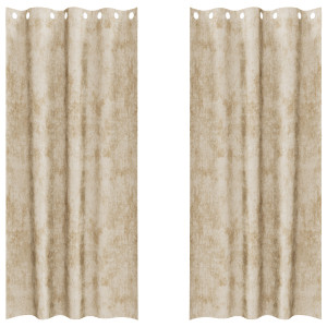 Cortinas de Veludo 2 peças com Ilhós Creme 140x225 cm H