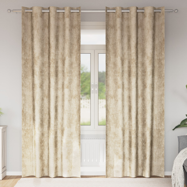 Cortinas de Terciopelo 2 pcs con Ojales Crema 245x140 cm D