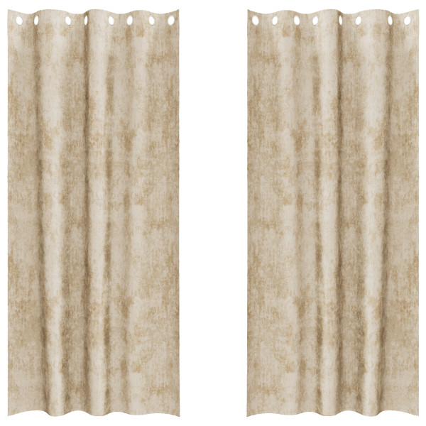 Cortinas de Terciopelo 2 pcs con Ojales Crema 245x140 cm M 2