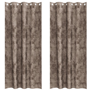 Cortinas de Veludo 2 peças com Ilhós Cappuccino 225x140 cm H