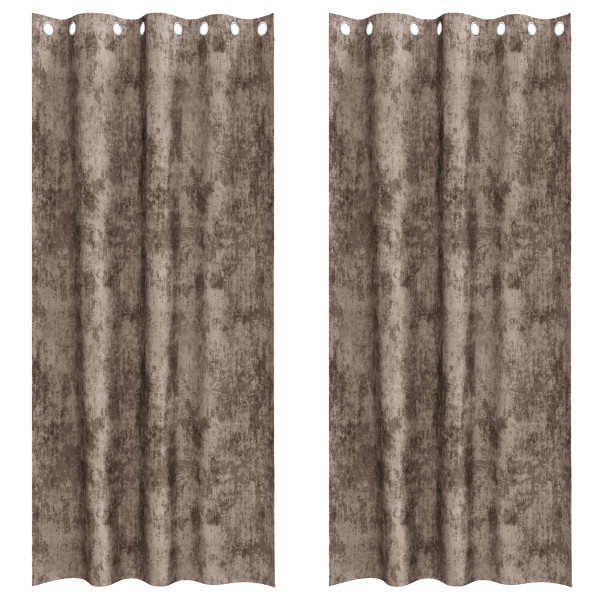 Cortinas de Veludo 2 pcs Ilhós Cappuccino 245x140 cm M 3