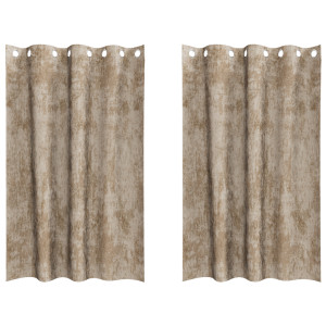 Cortinas de Veludo 2 pcs com Ilhoses Champagne 140x175 cm H