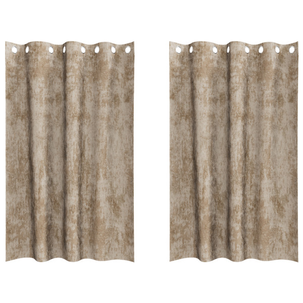 Cortinas de Veludo 2 pcs com Ilhoses Champagne 140x175 cm M 2