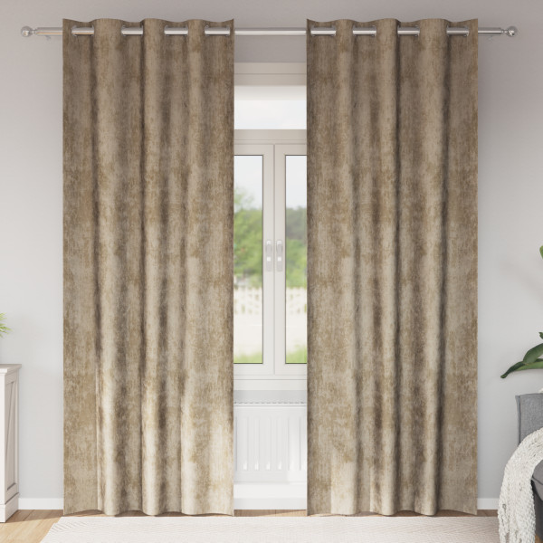 Cortinas de terciopelo 2 pcs con ojales Champagne 245x140 cm D