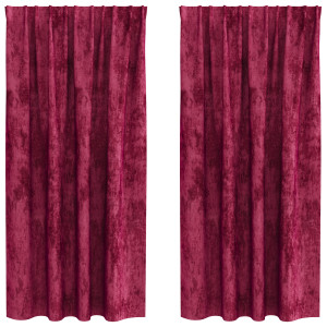 Cortinas de Veludo 2 pcs com Ilhós Vermelho Vinho 175x140 cm H