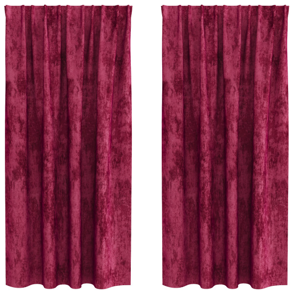 Cortinas de Veludo 2 pcs com Ilhós Vermelho Vinho 175x140 cm M 2