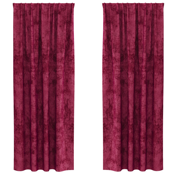 Cortinas de Veludo 2 Peças com Ilhós Vermelho Vinho 245x140 cm M 3