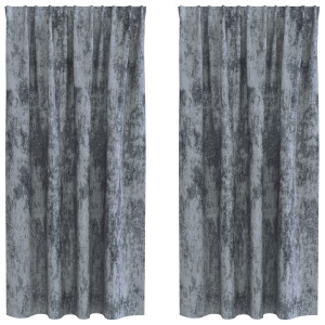 Cortinas 2 piezas con Ojetes Gris Plata 175x140 cm H