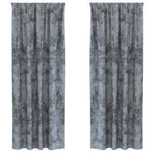 Cortinas de Veludo - 2 peças com Ilhós em Cinza Prata (245 x 140 cm) H