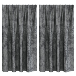Cortinas de Terciopelo 2 pcs con Ojetes Gris 140x140 cm H