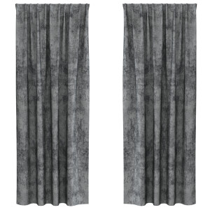 Cortinas 2 pcs con Ojales Gris 260x140 cm H