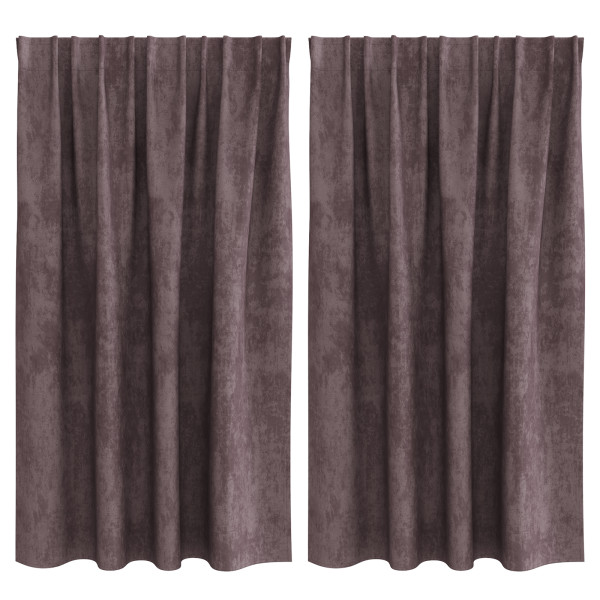 Cortinas de Veludo - 2 Peças com Ilhós Castanho 140x140 cm M 3