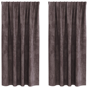 Cortinas de Veludo 2 peças com Ilhós Marrom 175x140 cm H