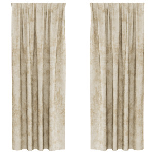 Cortinas de Terciopelo 2 pcs con Ojetes Crema 260x140 cm H