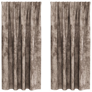 Cortinas de Veludo 2 peças com Ilhós Cappuccino 175x140 cm H