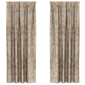 Cortinas de Veludo 2 pcs com Ilhós Champagne 225x140 cm H