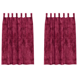 Cortinas de Terciopelo 2 piezas con Ojetes Vino Rojo 175x140 cm H