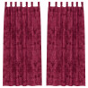 Cortinas de Veludo 2 peças com Ilhós Vermelho Vinho 245x140 cm 3