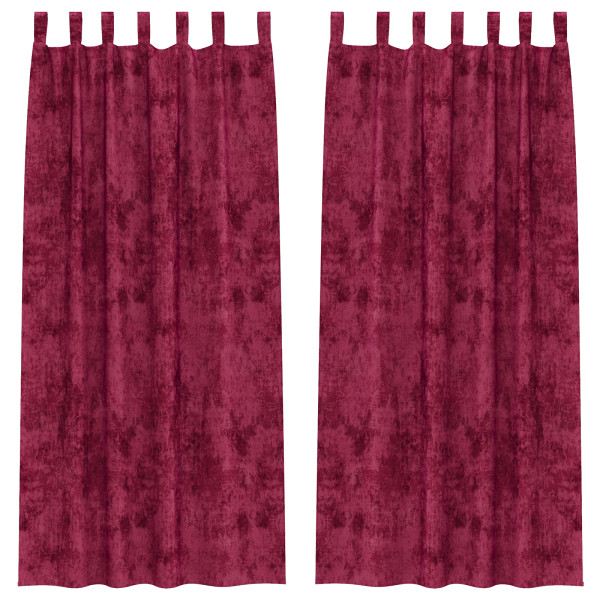 Cortinas de Veludo 2 Peças com Ilhós Vermelho Vinho 260 x 140 cm M 2