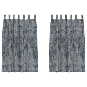 Cortinas de terciopelo de 2 pcs con lazos gris plata 175x140 cm H