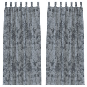 Cortinas de Veludo 2 peças com Ilhós Cinza Prata 245x140 cm H