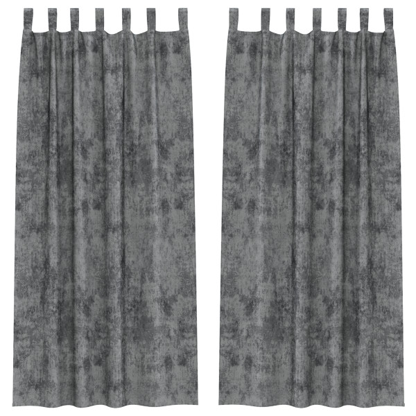 Cortinas de Veludo - 2 Peças com Ilhós Cinza 245x140 cm M 2