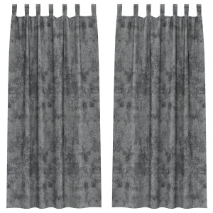 Cortinas de Veludo 2 peças com Ilhós Cinza 260x140 cm H