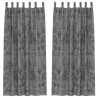 Cortinas de Veludo 2 peças com Ilhós Cinza 260x140 cm 3