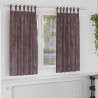Cortinas de Veludo 2 pçs com Ilhós Castanho 175x140 cm 1