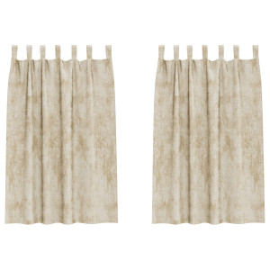 Cortinas de Terciopelo 2 pcs con Ojetes Crema 175x140 cm H