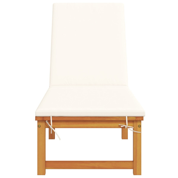 Tumbona con cojines crema en madera sólida de acacia M 4