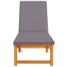 Tumbona con cojines gris claros de madera maciza de Acacia 4