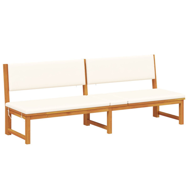 Tumbona 3 en 1 con cojines crema de madera maciza de acacia M 4