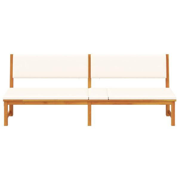 Tumbona 3 en 1 con cojines crema de madera maciza de acacia M 5