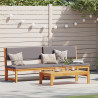 Tumbona 3 en 1 con cojines gris claro de madera maciza de acacia 1