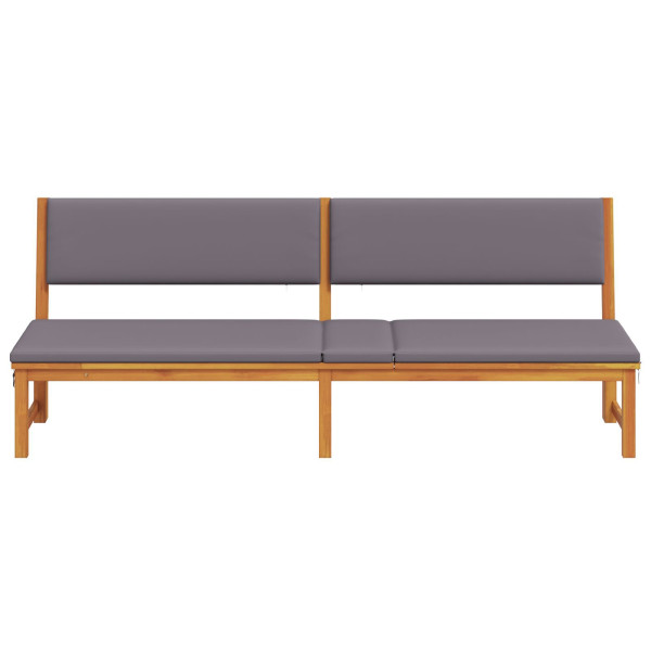 Tumbona 3 en 1 con cojines gris claro de madera maciza de acacia M 4