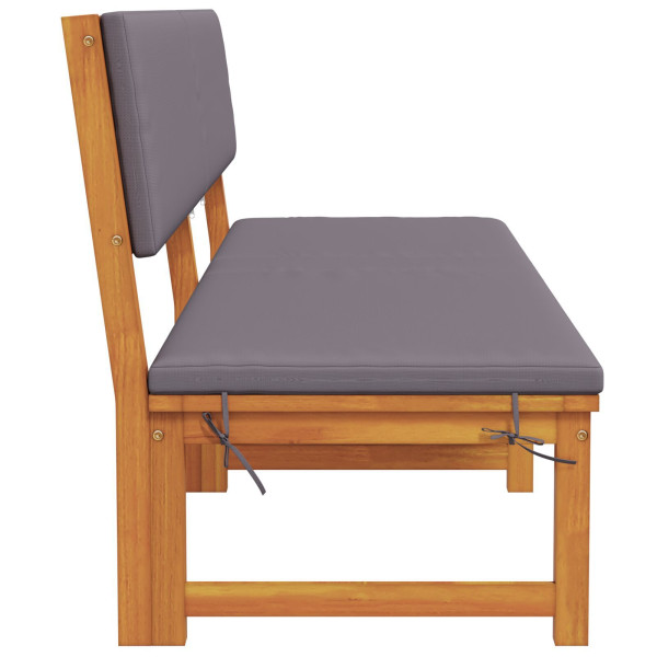 Tumbona 3 en 1 con cojines gris claro de madera maciza de acacia M 5