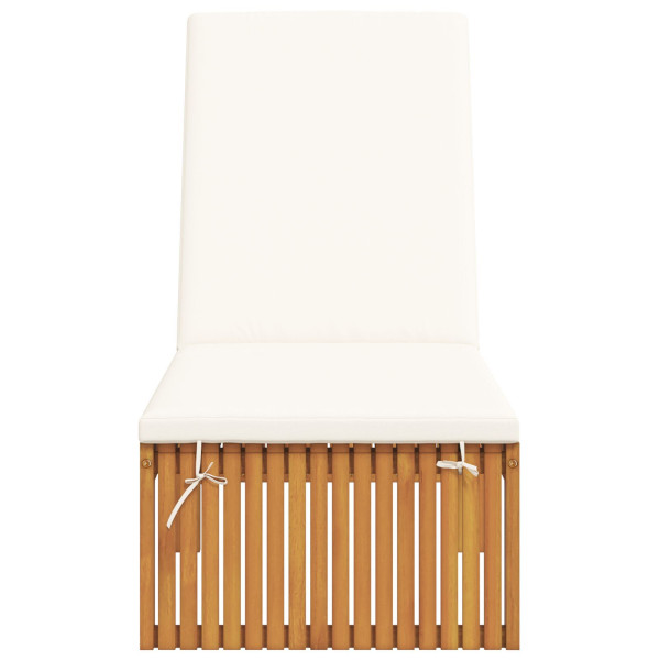 Tumbona con cojín 200x55x30 cm de madera maciza de acacia M 4