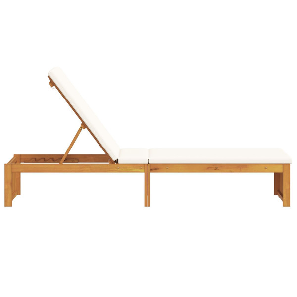 Tumbona con cojín 200x55x30 cm de madera maciza de acacia M 5