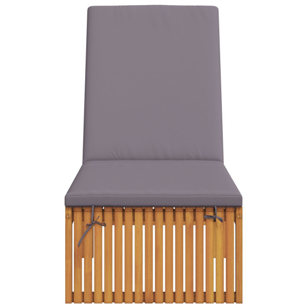 Tumbona con cojín 200x55x30 cm de madera maciza de acacia M 4