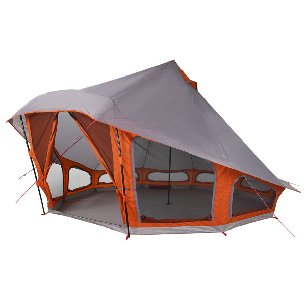 Tienda Familiar Tipi en Gris y Naranja para 10 Personas - Impermeable M 2