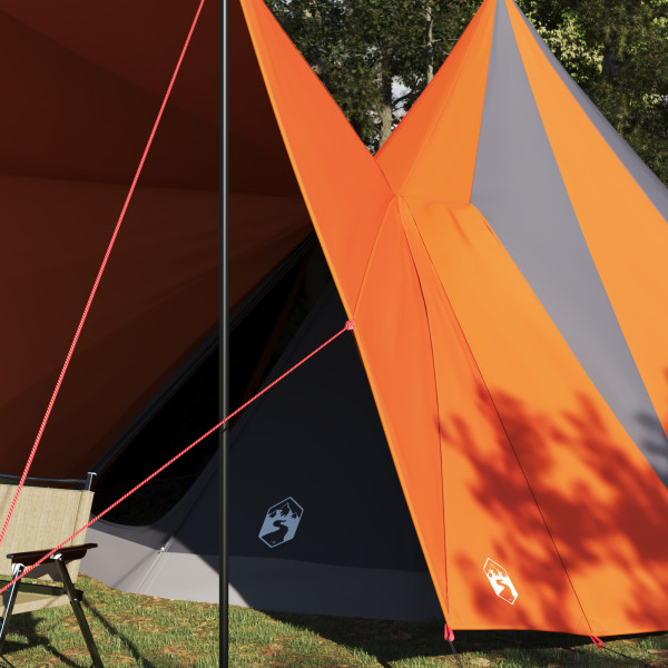 Tenda Familiar Tipi Cinza e Laranja Impermeável para 12 Pessoas M 5
