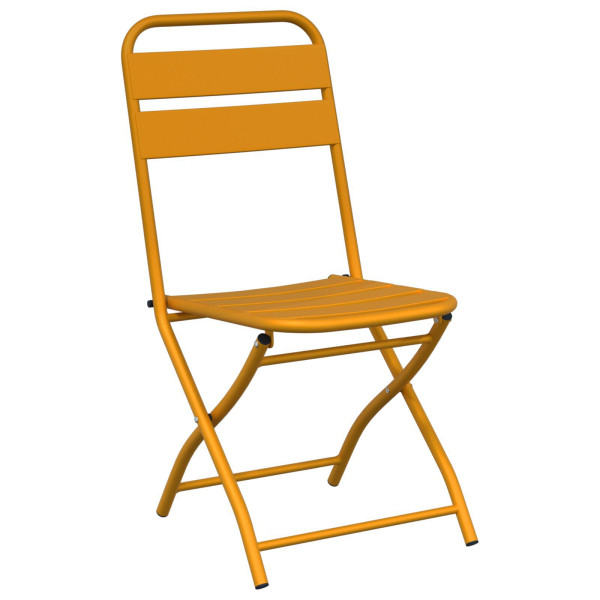 Juego de Comedor al Aire Libre Mostaza Metal Compacto Plegable M 5